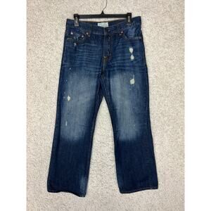 Aeropostale Jeans Mens 30x30 Blue Dark Wash Bootcut Distressed Faded Denim